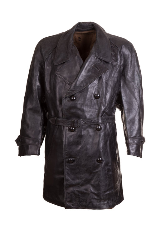 Italian Leather Police Coat  Double Breasted  