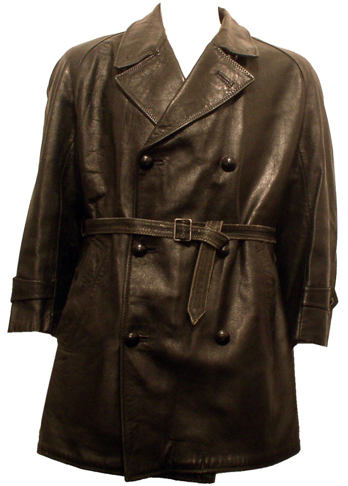 Italian Leather Police Coat  Double Breasted  